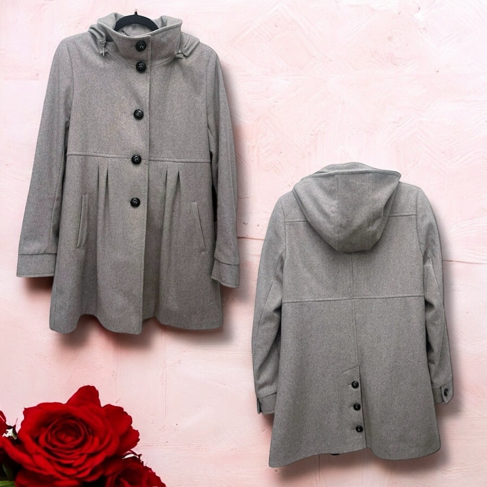 DKNY Empire Waist Wool Pea Coat - Sz 10